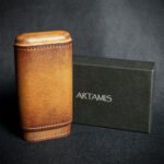 Artamis Antique Leather Cedar Lined Cigar Case - 3 Robustos