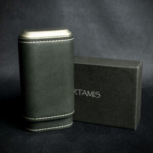 Artamis Black Leather Cedar Lined Cigar Case - 3 Robustos