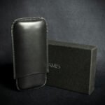 Artamis Black Leather Cigar Case - 2 Robustos