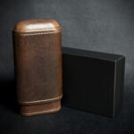 Artamis Dark Brown Leather Cedar Lined Cigar Case - 3 Robustos