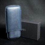 Artamis Navy Blue Leather Cigar Case - 2 Robustos