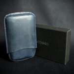 Artamis Navy Blue Leather Cigar Case - 3 Robustos