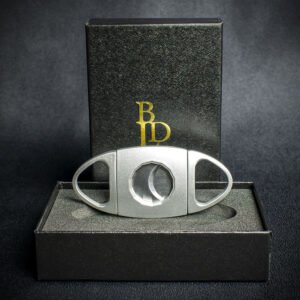 BLD Satin Chrome Oval Oval Double Blade Guillotine Cigar Cutter