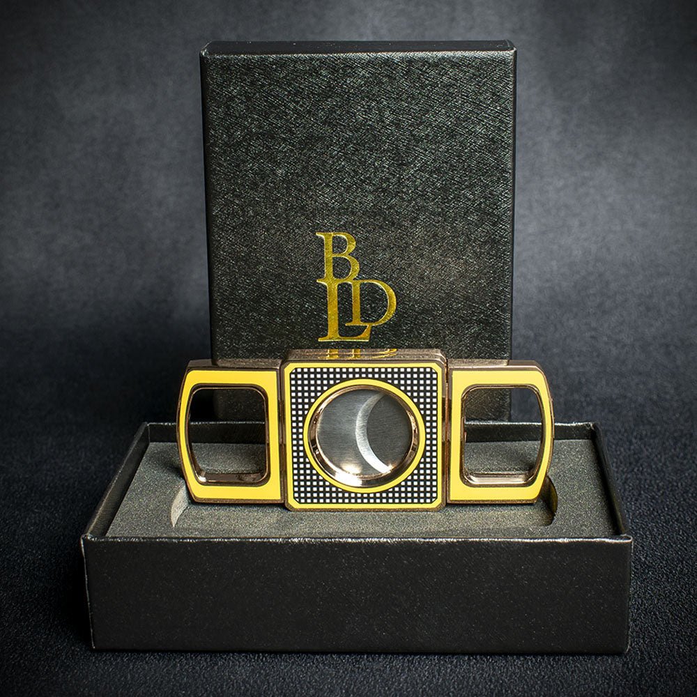 BLD Yellow & Black Double Blade Guillotine Cigar Cutter