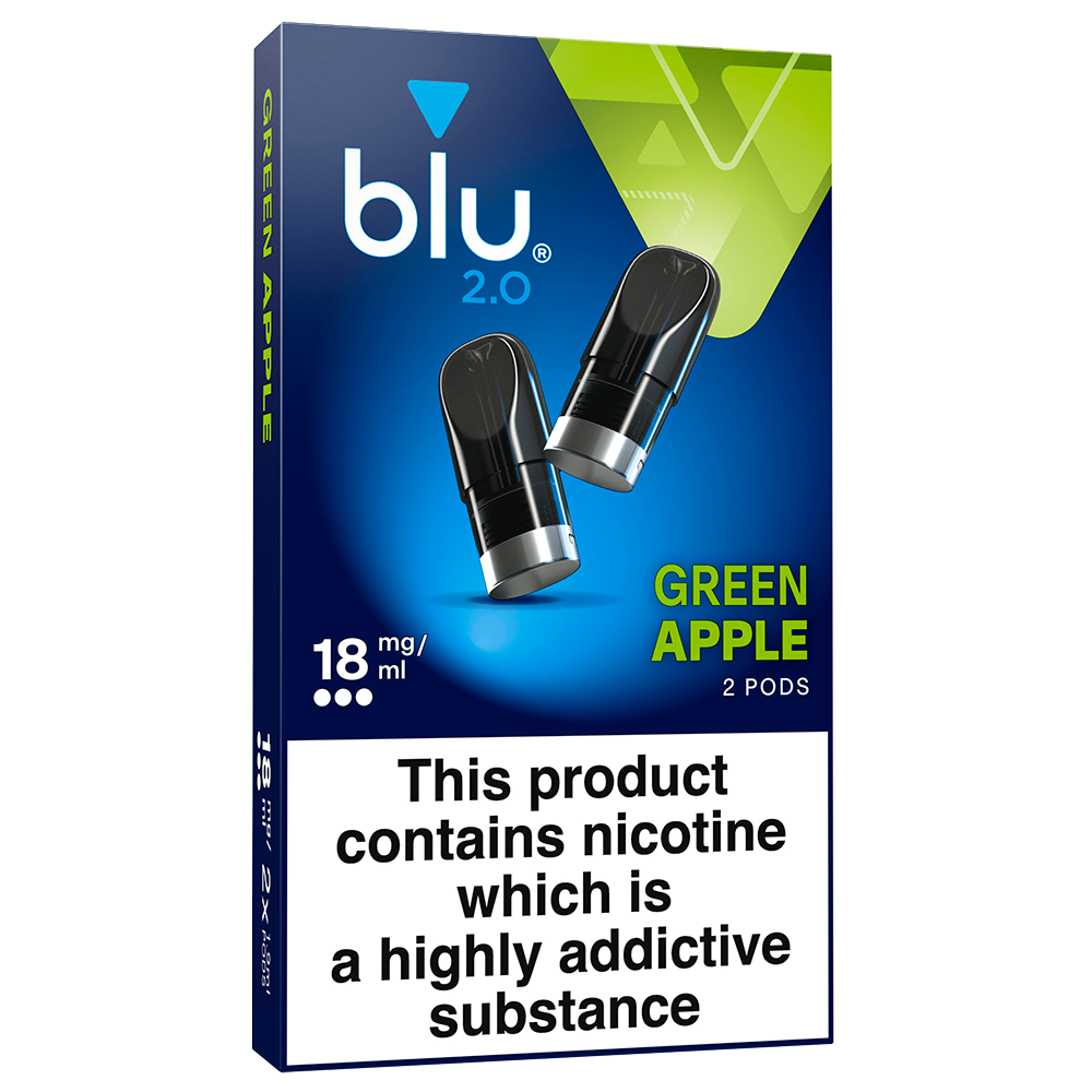 Blu 2.0 Green Apple Vape Pods 18mg/ml 2 Pack