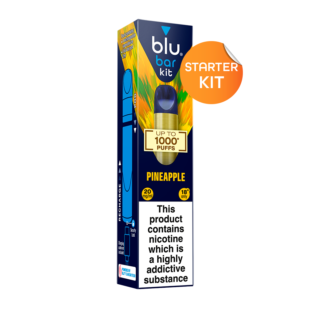 blu bar Starter Kit Rechargeable Device + Pineapple Pod Vape 1000 - 2ml