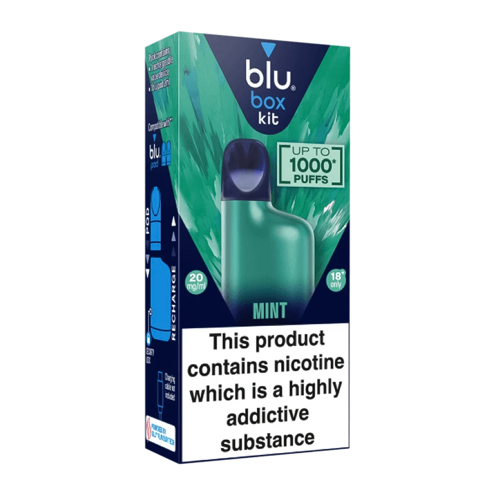 blu box kit Recharchable Device + Mint Vape Pod 2ml 20mg/ml Nicotine