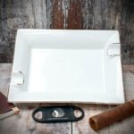 Cigar Ashtray - White Ceramic Two Rests