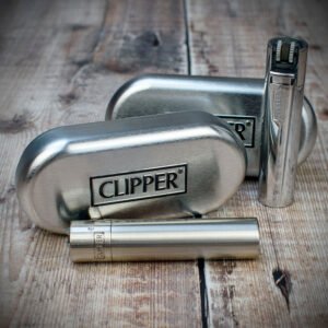 Clipper Refillable Soft-Flame Lighter with Gift Tin - Shiny or Matte Silver