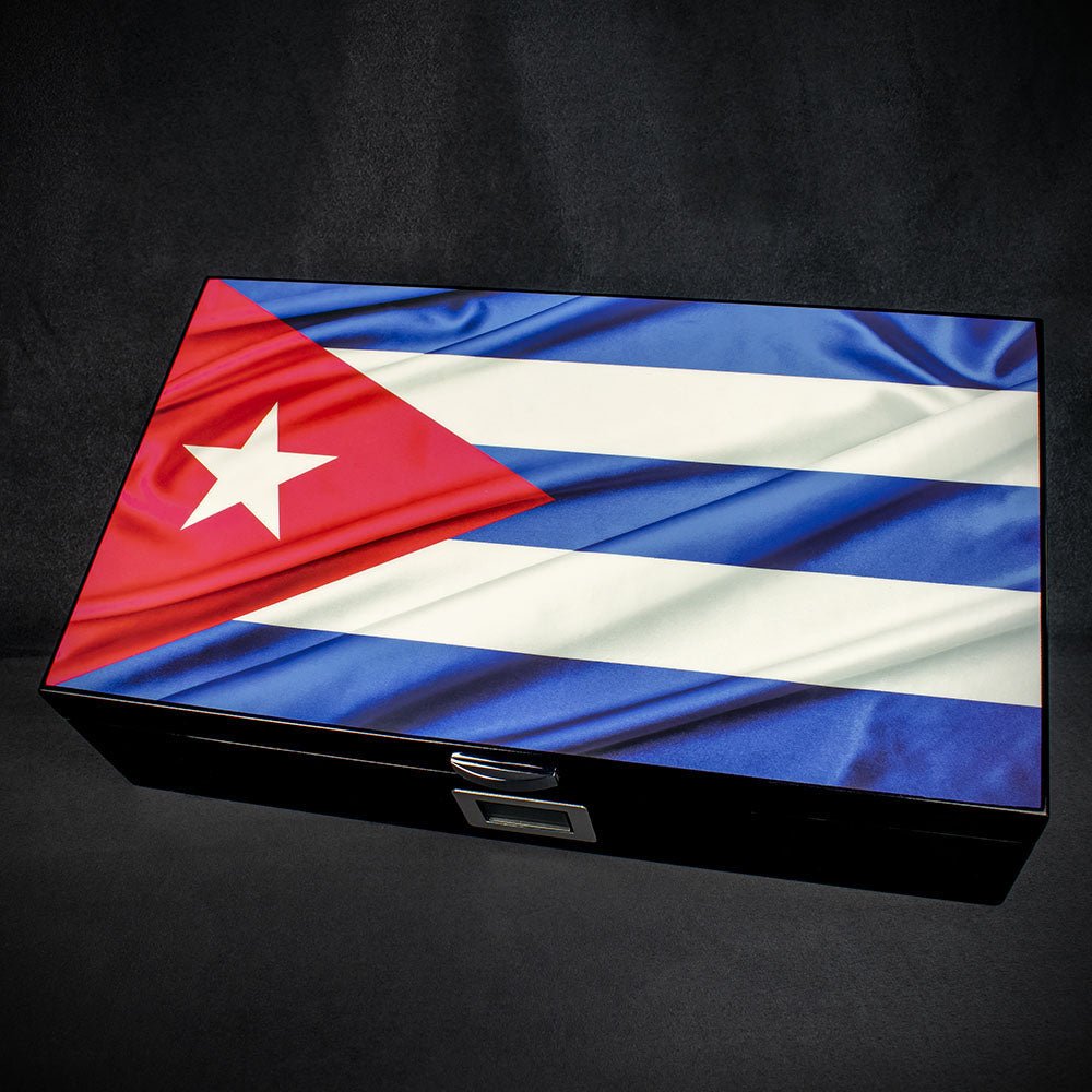 Humidor Cuban Flag Design - 30 - 40 Cigar Capacity