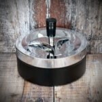 Large Spinner Ashtray - Polished Chrome/Black - 14cm