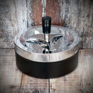 Large Spinner Ashtray - Polished Chrome/Black - 14cm