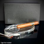 Oval Crystal Cigar Ashtray - Single Cigar Rest