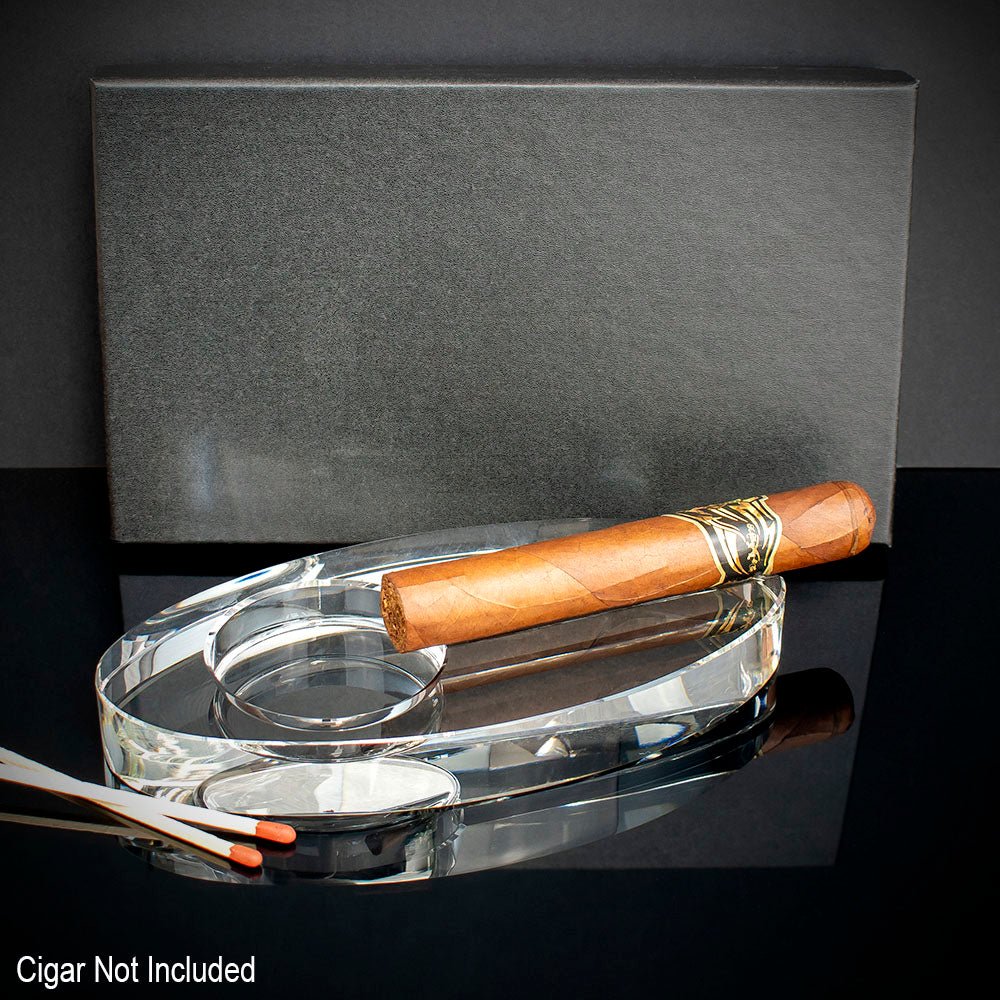 Oval Crystal Cigar Ashtray - Single Cigar Rest
