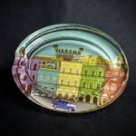 Oval Glass Cigar Ashtray - Habana Scene