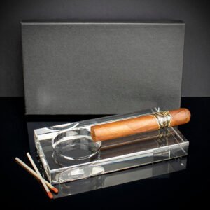 Rectangular Crystal Cigar Ashtray - Single Cigar Rest