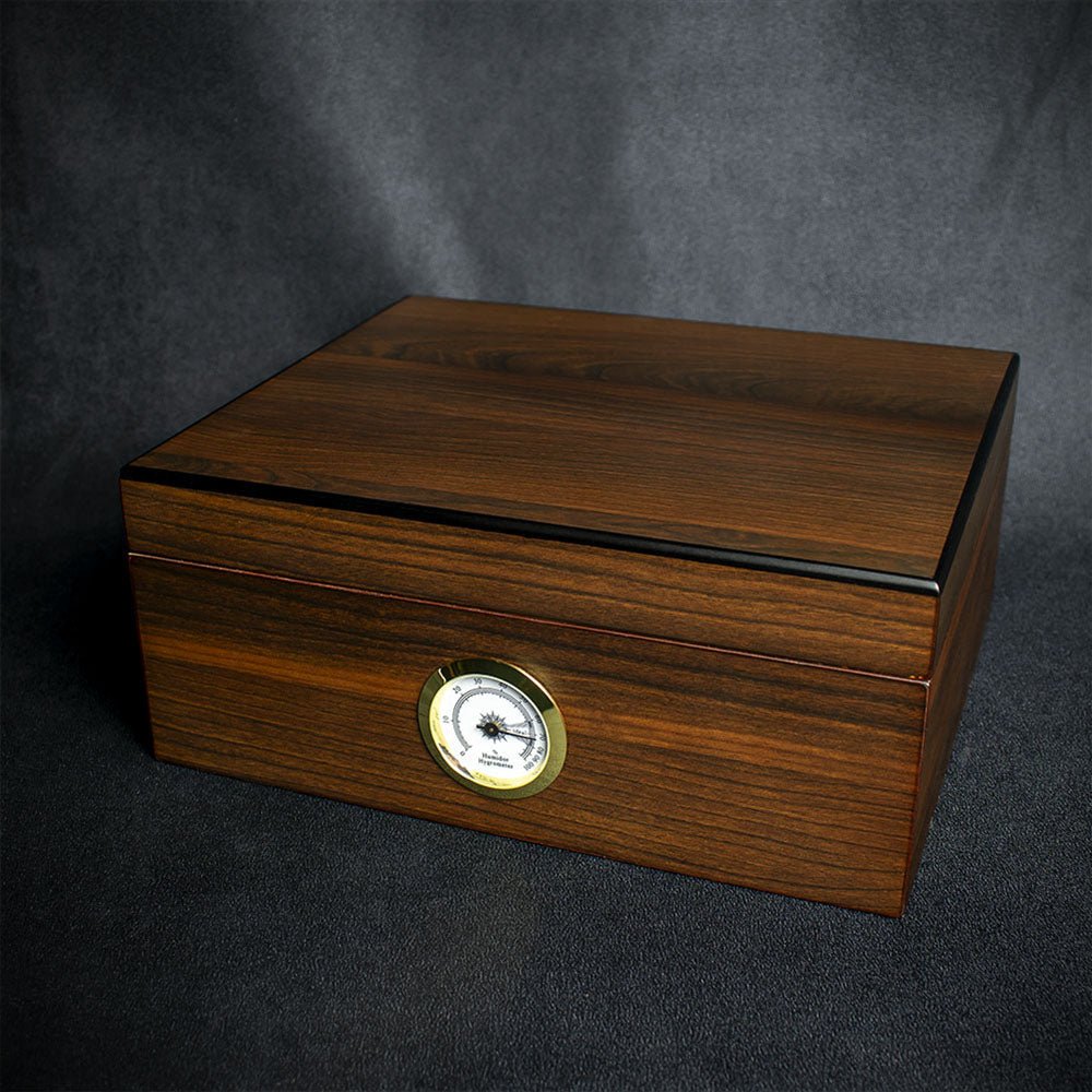Sikarlan Walnut Finish Humidor - 50 Cigar Capacity