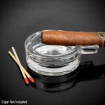 Small Circular Crystal Cigar Ashtray - Single Cigar Rest