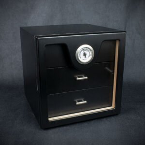 Smoke-King 3 Drawer Cigar Cabinet Humidor - Black & Acrylic - 40 -50 Cigars