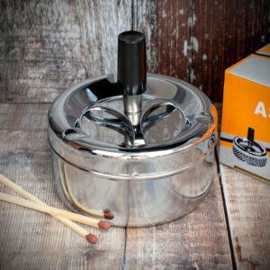 Smoke-King Spinner Ashtray Polished Chrome - 9cm