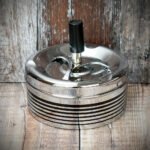 Spinner Ashtray - Polished Chrome/Black Stripes - 11cm