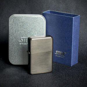 Star Petrol Lighter - Black Nickel