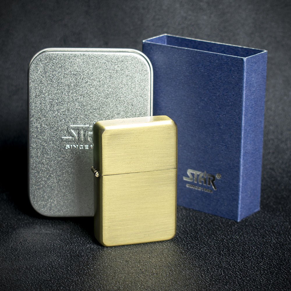 Star Petrol Lighter - Brass Sunshine