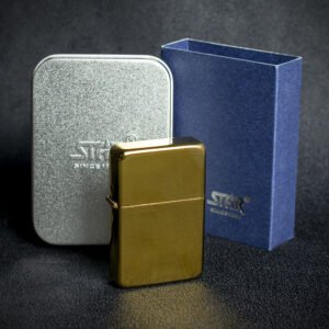 Star Petrol Lighter - Golden Brushed