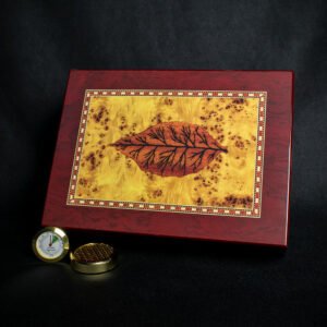 Tobacco Leaf Design Humidor - 25 Cigar Capacity