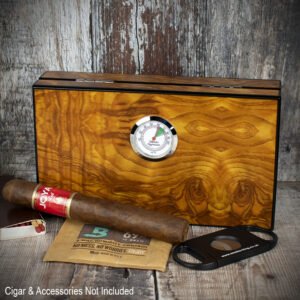 Travel/Desktop Humidor Burlwood Finish - 4 Cigars Capacity