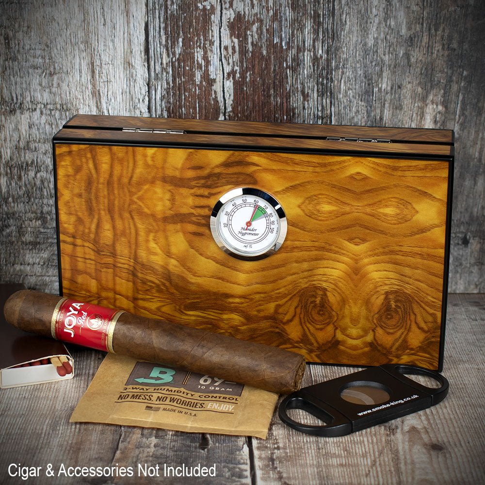 Travel/Desktop Humidor Burlwood Finish - 4 Cigars Capacity