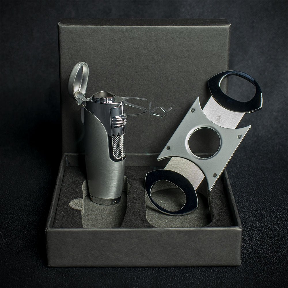 Triple Flame Cigar Lighter & Cutter Set