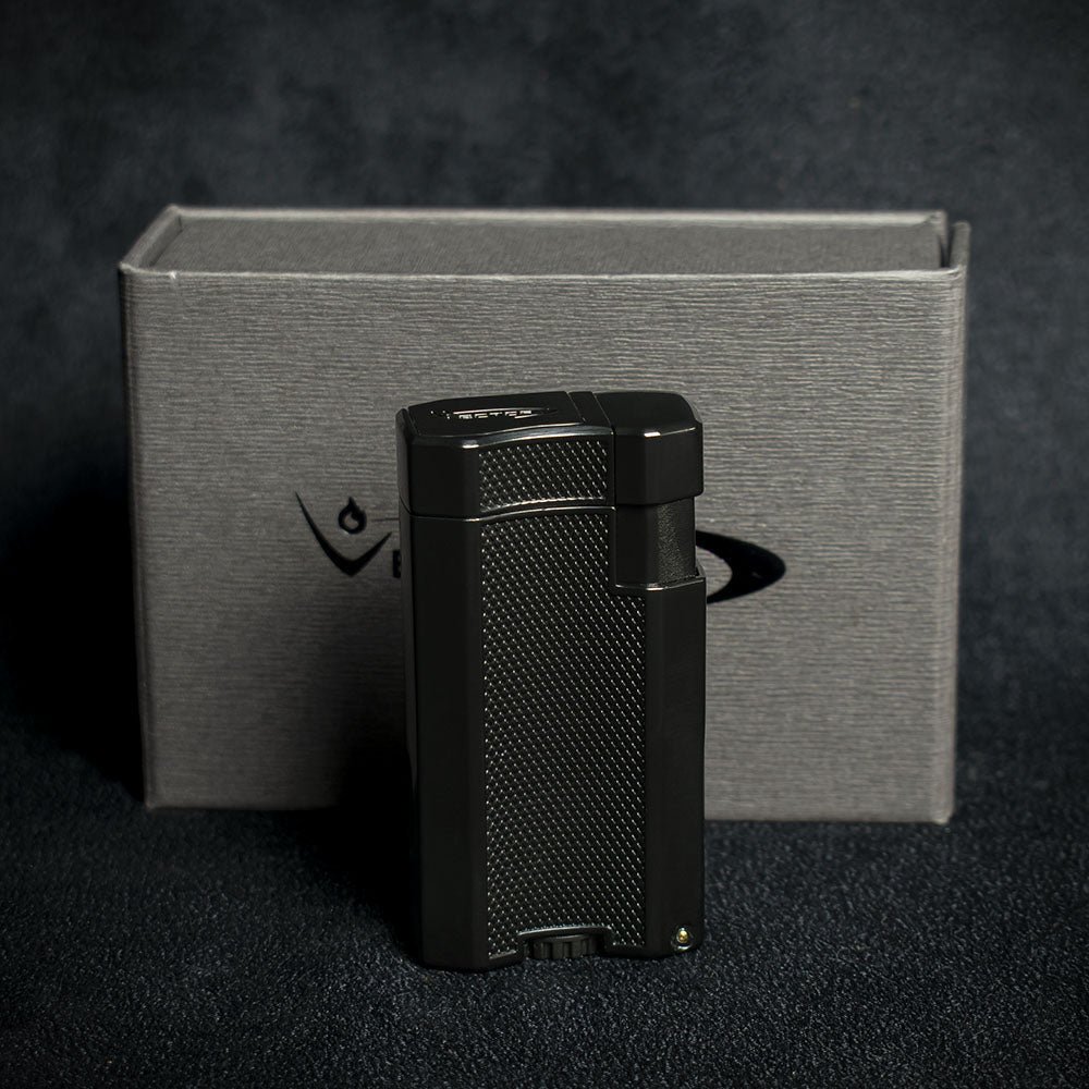 Vector VMotion Twin Jet Flame Lighter With Punch Cutter - Matte Black