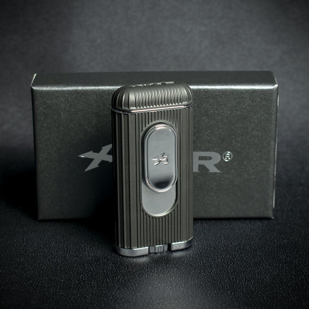 XiKar Hedron Hybrid Flame Cigar Lighter - Black/Chrome