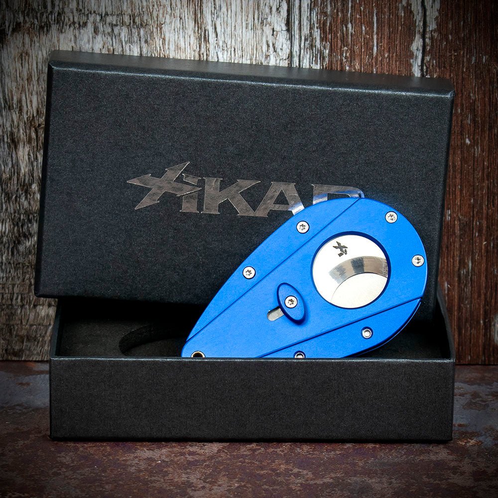 Xikar Xi-1 Blue Anodised 100BL Double Blade Guillotine Cigar Cutter