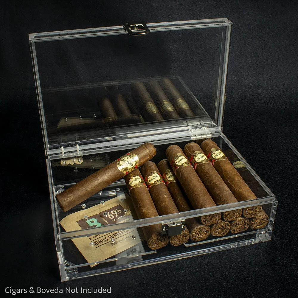 Clear Perspex Desk Top/Travel Cigar Humidor - 10 Cigar Capacity