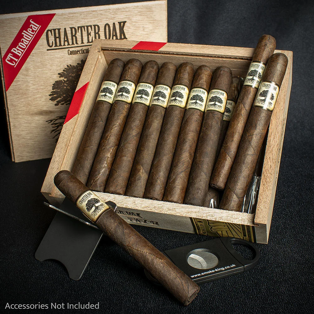 Foundation Cigars Charter Oak Connecticut Broadleaf Petite Corona Cigars - Box of 20
