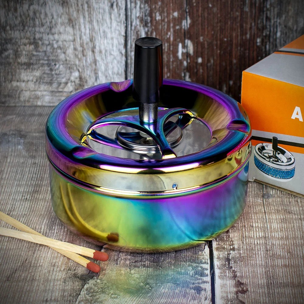 Spinner Ashtray - Rainbow/Chrome - 11cm