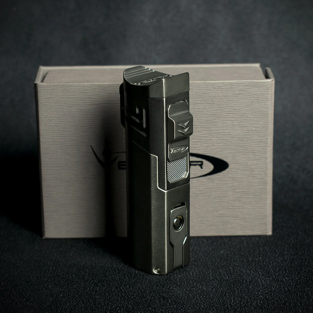 Vector Caliper Single Jet Flame Cigar Lighter With Punch Cutter - Gunmetal